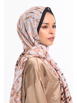 Geometrik Desen Pavia Seri Askısı İle Birlikte 75x200 Cm Krem Şal Siyah Kahve