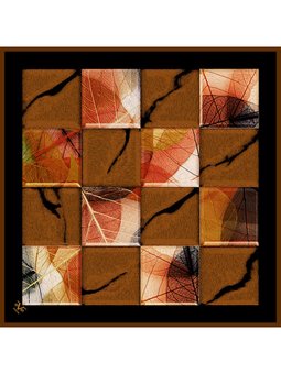 Patchwork Desen Black Seri Twill Eşarp Askısı İle Birlikte 90x90 Cm Siyah Taba