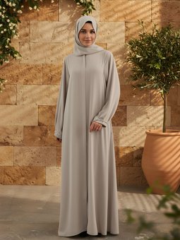 Bej El İşleme Pırlanta Ferace