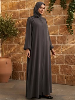 Gri Mevlana Balon Kollu Ferace