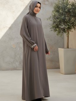 Kahverengi El İşleme Pırlanta Ferace