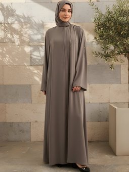 Kahverengi Omuzda El İşlemeli Ferace