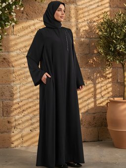 Lacivert Omuzda El İşlemeli Ferace