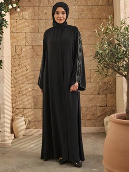 Lacivert Özel Tasarım Taşlı Ferace