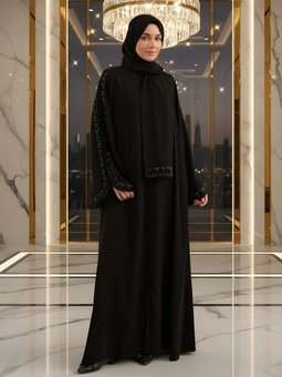 Siyah Takım Şallı Özel Tasarım Ferace