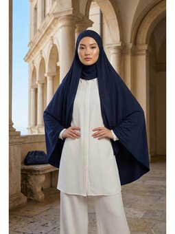 Boynu Kapatan Ninja Boneli Pratik Penye Lacivert Şal,ps