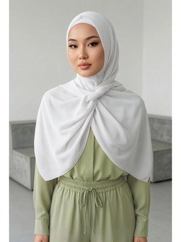 Penye Bone Ve Pratik Şifon Beyaz Şal İkili Takım,ps