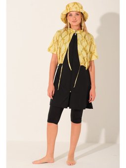 Venessa Şapkalı Yarım Kol Yarı Kapalı Mayo