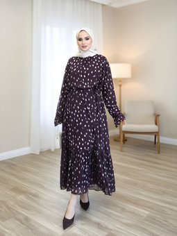 Mor Crush Şifon Elbise