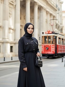 Siyah İkili Etekli Modal Tünel Bel Takım