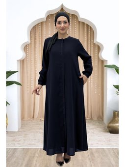 Berna Kolu Pileli Taşlı Siyah Ferace