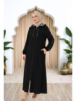Elif Kapüşonlu Siyah Ferace