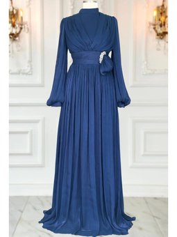 Feray Lacivert Abiye Elbise