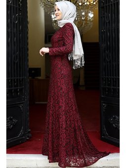 Hayal Bordo Abiye Elbise