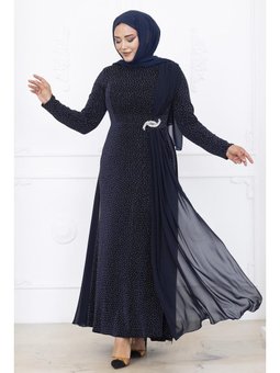 Nil Lacivert Abiye Elbise