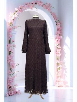 Ravza Kahverengi Abiye Elbise