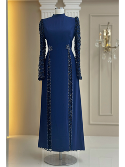 Tusem Lacivert Abiye Elbise