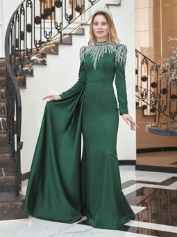 Zehra Zümrüt Yeşili Abiye Elbise