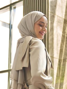 Bej Koyu Janjan Şifon Abiye Şal