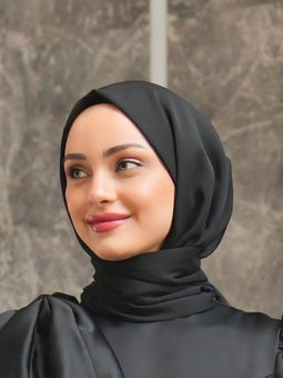 Siyah Janjan Şifon Saten Abiye Şal
