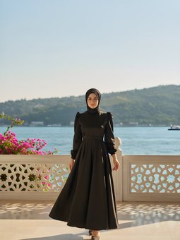Siyah Mimoza Abiye Elbise