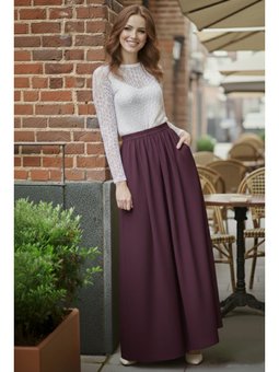 Beli Lastikli Double Mürdüm Etek