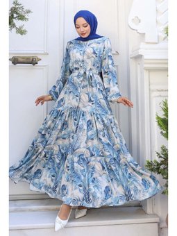 Desenli Mavi Elbise