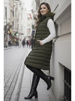 Uzun Şişme Haki Yelek