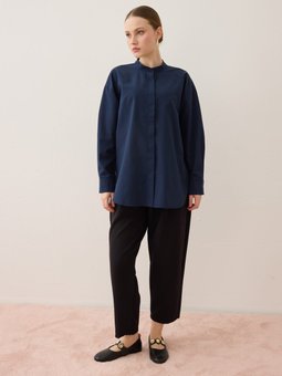 Lacivert Hakim Yaka Basic Tunik