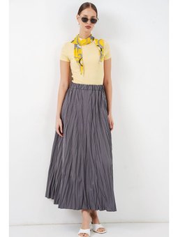 Uzun Kırışık Antrasit Etek