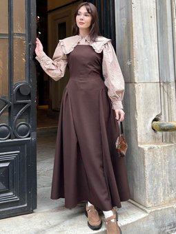 Acı Kahve Krep Korsaj Detay Jile