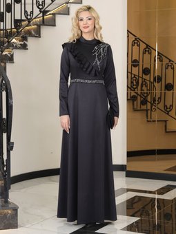 Ada Saten Siyah Abiye Elbise