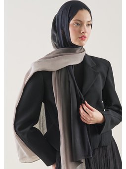 Degrade Desen Rami Şal Siyah Gri