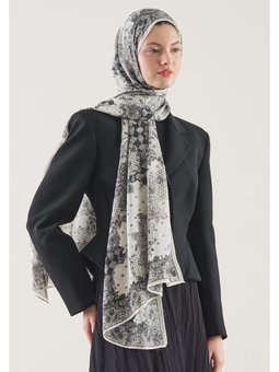 Floral Lace Desen Rami Ekru Şal