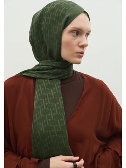 Monogram Pamuk Floş Jakarlı Şal Yaprak