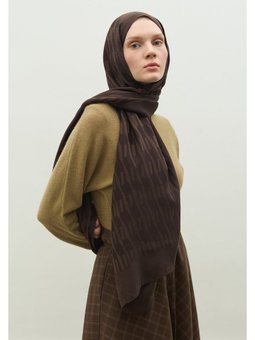 Nara Pamuk Floş Jakarlı Acı Kahve Şal