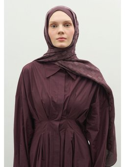 Oslo Pamuk Floş Jakarlı Mürdüm Şal