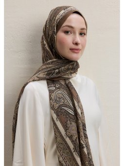 Paısley Elegance Desen Sütlü Kahve Şal