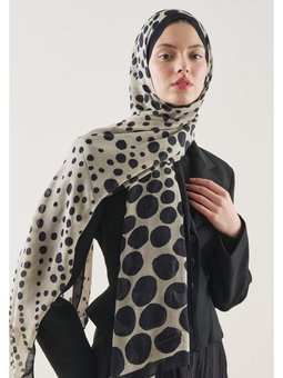 Polka Dots Desen Rami Siyah Şal