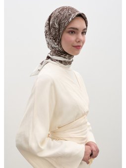 Secret Elegance Desen Pamuklu Viskon Acı Kahve Eşarp