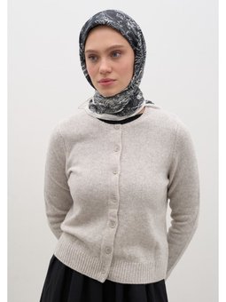 Secret Elegance Desen Pamuklu Viskon Lacivert Eşarp