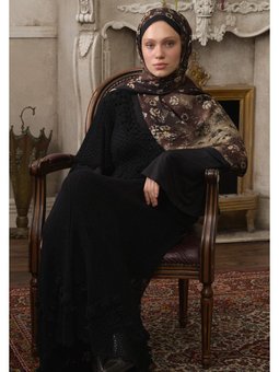 Seraphına Desen Siyah Şal