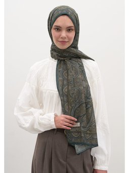 Slyvıe Desen Koyu Yeşil Şal