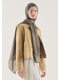 Strıped Desen Rami Haki Şal