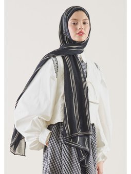 Strıped Desen Rami Siyah Şal