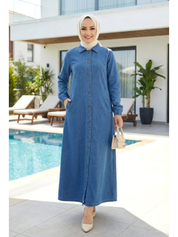 Düğmeli Cepli Koyu Kot Mavi Kap