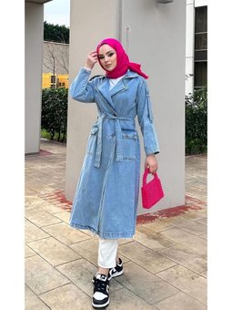 Düğmeli Kot Trençkot