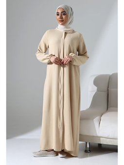 Aerobin Gizli Fermuarlı Hac Umre Kıyafeti Krem Ferace