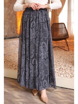 Antrasit Bel Lastikli Astarlı Şifon Etek