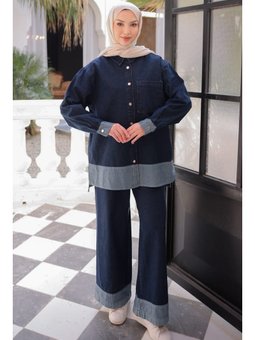 Lacivert Ceket Pantolonlu Kot Takım